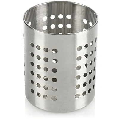 Imagen de com four® Cesta de cubiertos Porta utensilios cocina acero inoxidable Ø 10,0cm (silberfarben)