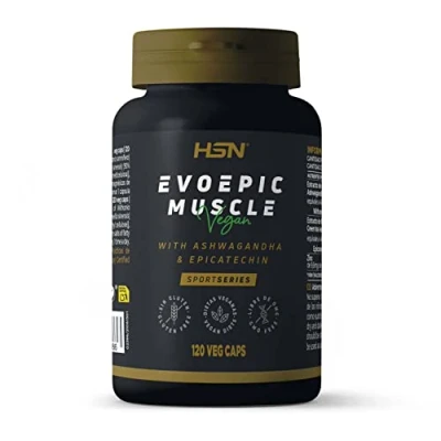 Imagen de Extracto de Ashwagandha + Epicatequina Evoepic Muscle HSN 120 Cápsulas Vegetales Inhibidor Miostatina Ayuda a Ganar Peso y Masa Muscular* No GMO, Vegano, Sin Gluten