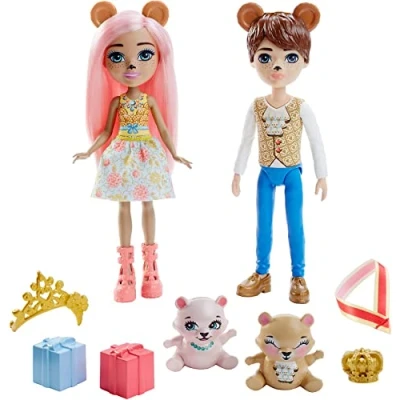 Imagen de Enchantimals Royal Bonita Bear y Bannon Pack 2 muñecos oso con mascotas, accesorios ropa de gala