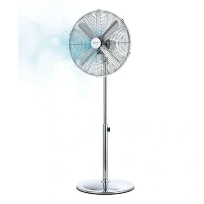 Imagen de Cecotec Ventilador de Pie EnergySilence 620 Retrostyle. 50 W, Acabado en Cromado, Diámetro 16&quot; con 4 Aspas, 3 Velocidades, Oscilación, Altura ajustable, Máxima seguridad