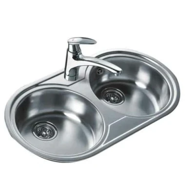 Imagen de Teka DR 80 2C Fregadero Circular Encastrado de cm, Con 2 Cubetas, Profundidad Cubetas 140 mm, Durabilidad y Calidad, Color Acero Inoxidable