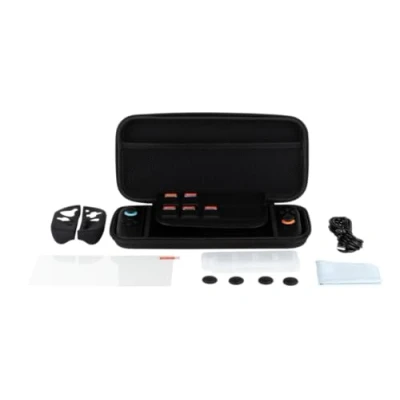 Imagen de Konix Pack de accesorios gaming Starter Kit Nintendo Switch 2 Funda 4 protectores joystick Cristal templado Caja para 9 juegos Auriculares