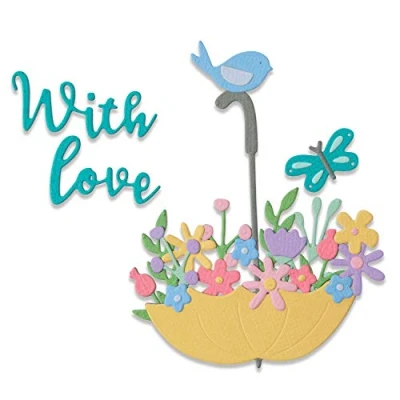 Imagen de Sizzix Thinlits 665180 Juego de troqueles (11 unidades), diseño flores en paraguas
