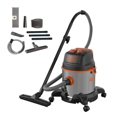 Imagen de BLACK+DECKER Aspirador multiuso BXVC20XTE de sólidos y líquidos con toma para herramientas eléctricas integrada (1400 W, 20 l)
