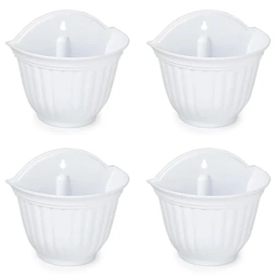 Imagen de AC Pack de 4 macetas plástico para Pared, Tiesto, macetero Colgar, Recipiente Plantas, Flores, balcón, Porche, hogar, Fabricada en España (Blanco 26 x 29,5 19 cm)