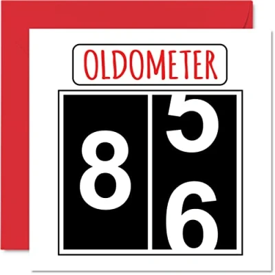 Imagen de Divertidas tarjetas de cumpleaños 86 para hombres y mujeres, Oldometer tarjeta feliz papá, mamá, abuelo abuelo, niñera, abuela, tío tía, felicitación 145 mm x mm,