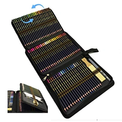 Imagen de 96 Pcs dibujo Artístico Profesional lápices Set,Lapices Acuarelables,Lapices Colores, Bosquejo Material de con Caja Cremallera Portátil, Ideal para la pintura creativa