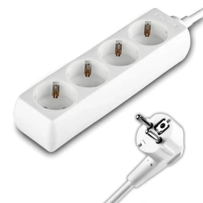 Imagen de V TAC Regleta de 4 Enchufes y Cable 1,5 Metros Enchufe Múltiple Tomas Corriente 16A Shuko para el Hogar, Oficina, Tienda, Garaje 250V Compacta Práctica
