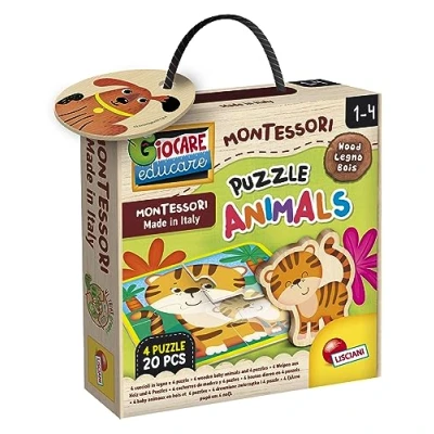 Imagen de Liscianigiochi Animals Puzzles, Color montessori baby rompecabezas animales de madera 20p (47607)