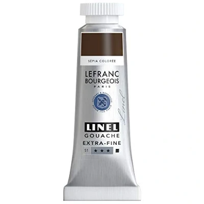 Imagen de Lefranc Bourgeois Linel Gouache Extra Fine Color, Sepia Cálido, 14ml Tube Gouachefarbe