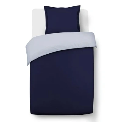 Imagen de Vision Juego de funda nórdica reversible (135 x 200 cm, 1 almohada 80 100 % algodón), color azul