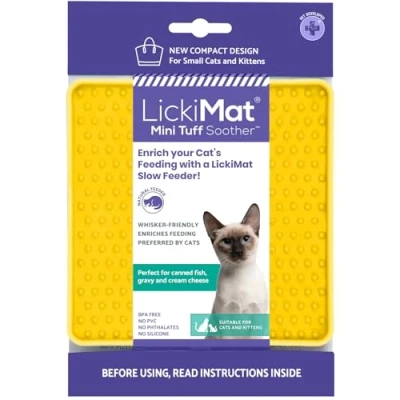 Imagen de LICKIMAT Mini Tuff Chupete para Comida Gatos, comedero Lento Gatos aliviar el aburrimiento y la ansiedad, Comida, golosinas, Yogur Mantequilla de maní, alterna