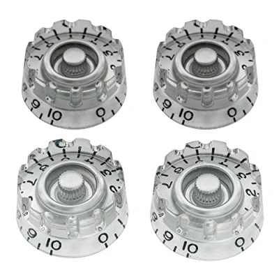 Imagen de Musiclily Pro Tamaño Pulgadas Botones de Potenciómetros Speed Moleteado Perillas para USA Guitarra Eléctrica Les Paul Style, Plata (Juego 4)