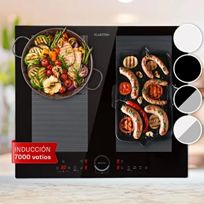 Imagen de Klarstein Placa Induccion Eléctrica 7000W, Vitrocerámica de 4 Fuegos, Placas Cocción Sobremesa con Control Táctil para Cocinar