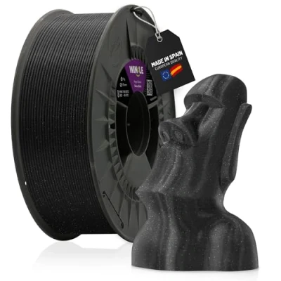 Imagen de WINKLE Filamento PLA HD Glitter (Partículas) Negro Galaxia Impresora 3D 1,75mm 1kg Precisión Dimensional Aspecto Purpurina Bobina