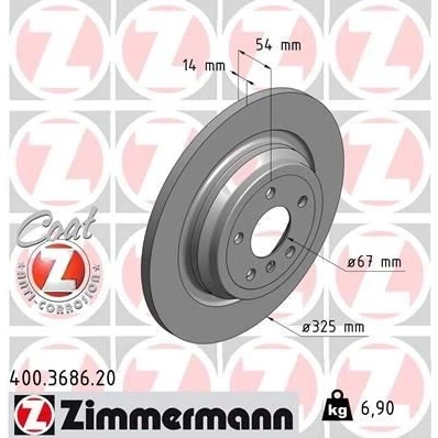 Imagen de ZIMMERMANN COAT Z 400.3686.20 Disco de freno 325 14 6/5 5 112 macizo revestido altamente carbonizado MERCEDES BENZ: Clase ML, GLE SUV