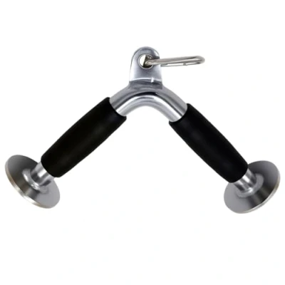 Imagen de qibylift Deluxe LAT barra de tracción hacia abajo para entrenamiento fuerza, doble mango en D, tríceps forma V, presión con goma (barra V goma)