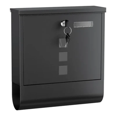 Imagen de Buzón con Soporte para periódicos Negro 2 Llaves Montaje Pared Correo Cartas Correspondencia
