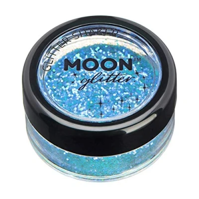Imagen de Agitadores de brillantina iridiscentes por Moon Glitter 100% Brillo Cosmético para la Cara, Cuerpo, Uñas, Cabello y Labios 5g Azul
