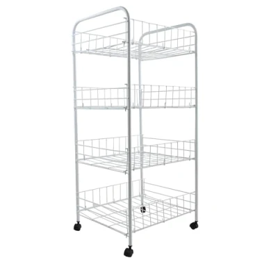 Imagen de MSV Carrito DE Cocina Multiuso 4 Niveles Blanco, Metal, 78x38x25 cm