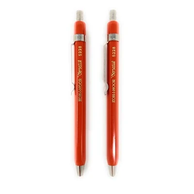 Imagen de KOH I NOOR Versatil 5228 Juego de 2, lápiz mecánico metal sacapuntas para minas 2 mm rojo