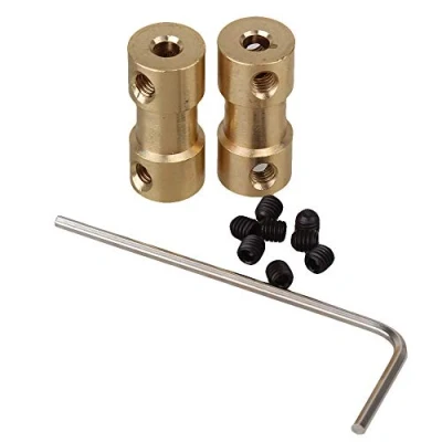Imagen de Paquete de 2 acopladores BQLZR dorados 3 x 4 mm, latón macizo, para el eje del motor, flexible