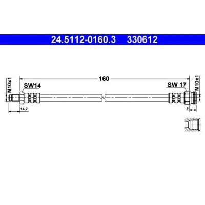 Imagen de ATE 24.5112 0160.3 Latiguillos de Freno 160 M10x1 ALFA ROMEO: 145