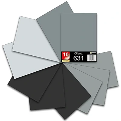 Imagen de lámina autoadhesiva para plóter DIN A4, 29,7 x 21 cm cada una, 621/631, de vinilo trazado, manualidades, etiquetas (gris mate, juego 10 unidades)
