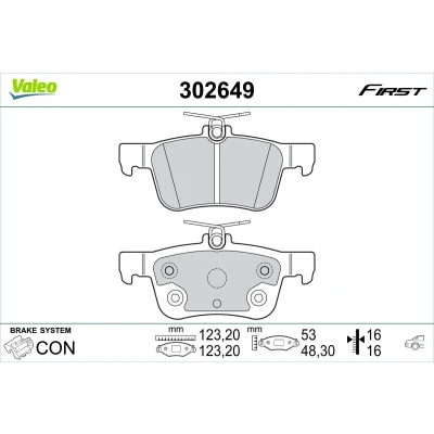 Imagen de VALEO 302649 Juego de pastillas freno Eje trasero excl. contacto avisador desgaste Chapa antichirridos FORD: KUGA 2, Focus Mk4 Hatchback