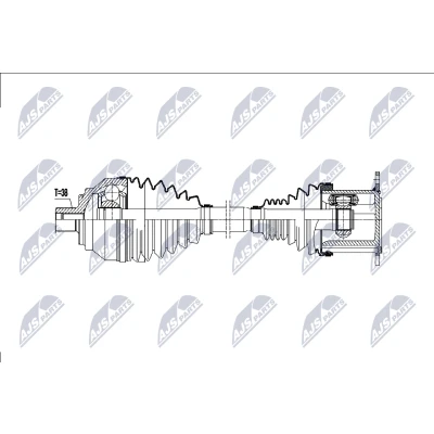 Imagen de NTY NPW AU 077 Árbol de transmisión Eje delantero, izquierda 570mm 123mm