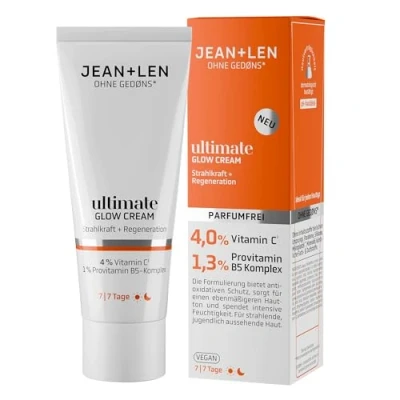 Imagen de Jean &amp; Len Ultimate Glow Cream, ideal para todo tipo de pieles, proporciona una tez radiante, con derivado vitamina C, crema facial sin perfume y vegana, 50 ml