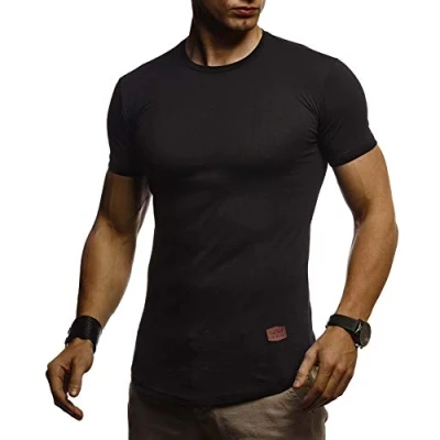 Imagen de Leif Nelson Camiseta para Hombre con Cuello Redondo LN 8294 Negro Large