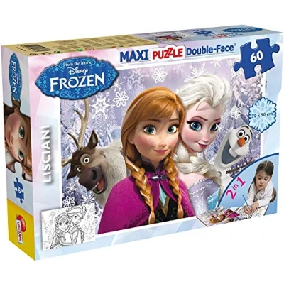 Imagen de Liscianigiochi Puzzle Maxi Floor para niños de 60 piezas 2 en 1, Doble Cara con reverso colorear Disney Frozen Hermanas por siempre 46881