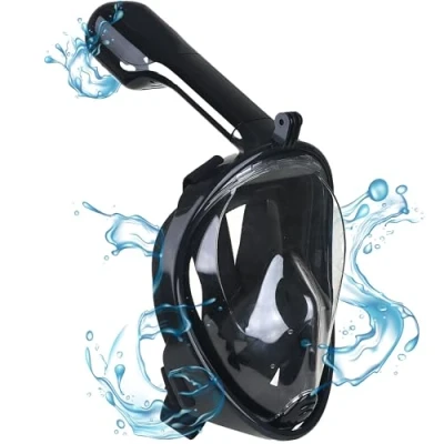 Imagen de Máscara de Buceo Completa Gadgy®, Soporte para cámara GoPro, visión 180 Grados, antivaho, Snorkel, Color Negro, tamaño Large/Extra Large