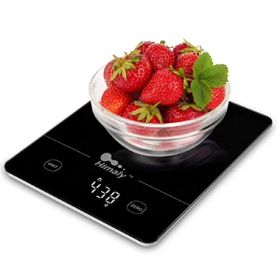 Imagen de Himaly Báscula de Cocina, 5KG/11 LB Balanzas Alta Precisión En Balanza Alimento Multifuncional, aplicar para Cocina (Negro)
