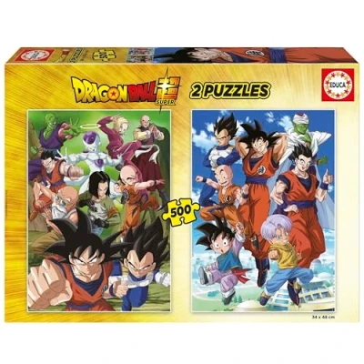 Imagen de Educa Dragon Ball Pack de 2 Puzzles con 500 Piezas Cada uno. Medidas: 34 x 48 cm. Incluye Cola Fix Puzzle. A Partir 11 años (19915)