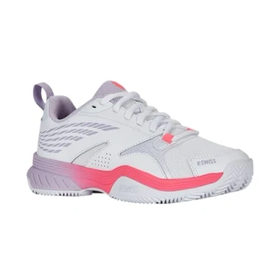 Imagen de K SWISS Speedex CLAY Zapatillas de tenis para tierra batida, Mujer, Talla: 41.5, White/orchid petal/neon blaze Zapatos