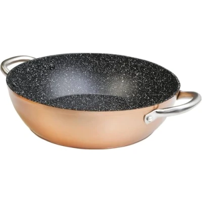 Imagen de WECOOK! Professional Cazuela Baja Inducción 32 cm, Antiadherente Ecológico sin PFOA, Aluminio Forjado, Color Cobre, 2,8 mm Espesor, Asas de Acero Inoxidable, Vitrocerámica, Gas, Horno