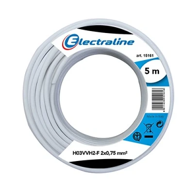 Imagen de Electraline 10900, Cable para Extensiones H03VVH2 F, Sección 2x0,75 mm, 5 mt, Blanco