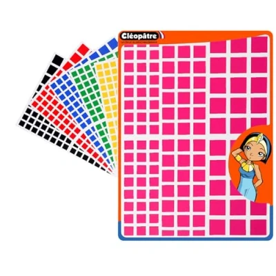 Imagen de CLEOPATRE Gommettes autoadhesivas cuadradas 8 colores Paquete de 24 hojas (2304 pegatinas)