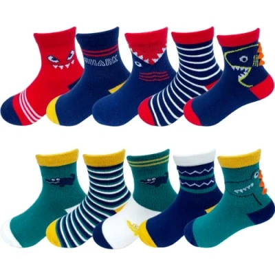 Imagen de YANWANG 10 Pares de Calcetines para Niños Niñas Algodón Lindo 1 años(S:1 3 años,6#Cocodrilo)
