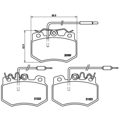 Imagen de BREMBO P 61 031 Juego de pastillas freno con contacto avisador desgaste sin accesorios PEUGEOT: 205 II Hatchback, I Hatchback