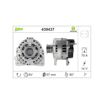 Imagen de VALEO 439437 Alternador 14V 70A SEAT: Ibiza 3, Leon I Hatchback, 2, VOLKSWAGEN: GOLF 4, 5, SKODA: Octavia Hatchback