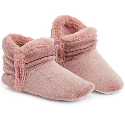 Imagen de Dunlop Zapatillas de Estar En Casa Altas para Mujer, Botas Pantuflas Cerradas Invierno, Interior Suave Peluche con Suela Goma Antideslizante, Mujer (38 EU, Rosa Claro)