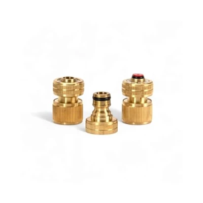 Imagen de LIVLIG Juego de conexión manguera jardín latón 1/2 pulgadas, sistema clic, acoplamiento manguera, conector grifo (G 3/4&quot;), pieza rápida, parada agua