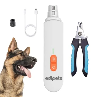 Imagen de Edipets, Lima Uñas Electrica para Perro Gato + Cortauñas, Set Profesional, Corta Gatitos, Mascotas Perros Gatos Pequeño, Mediano o Grande (Blanco)
