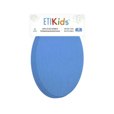 Imagen de Haberdashery Online 6 rodilleras color Celeste termoadhesivas de plancha. Coderas para proteger tu ropa y reparación pantalones, chaquetas, jerseys, camisas. 16 x 10 cm. RP3