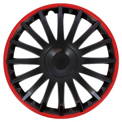 Imagen de SUMEX Juego de 4 Tapacubos 14 Pulgadas Diseño Florida Ro Black, Acabado en Negro y ABS Resistente a Fuertes Impactos, Duradero Fiable con Anillo sujeción Ajustable