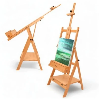 Imagen de Artina Caballete de pintura estudio profesional madera maciza haya Para lienzos hasta 150 cm artista plegable altura regulable Napoli