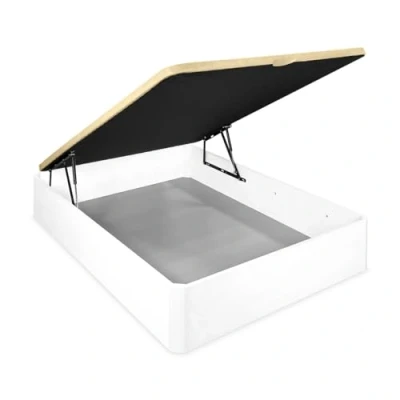 Imagen de Mattfy Canapé Abatible Extra Reforzado Gran Capacidad con Tapa Transpirable, Esquinas Redondeadas, Madera, Blanco, 90 x 190